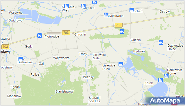 mapa Lisiewice Małe, Lisiewice Małe na mapie Targeo