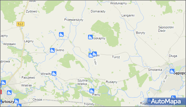 mapa Liski gmina Sępopol, Liski gmina Sępopol na mapie Targeo