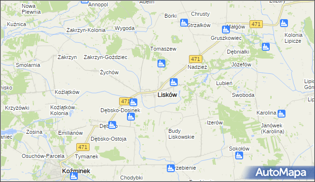 mapa Lisków, Lisków na mapie Targeo