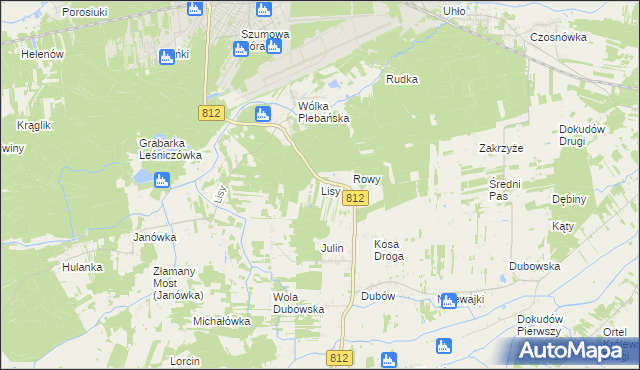 mapa Lisy gmina Biała Podlaska, Lisy gmina Biała Podlaska na mapie Targeo