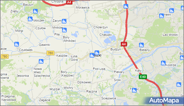 mapa Liszki powiat krakowski, Liszki powiat krakowski na mapie Targeo