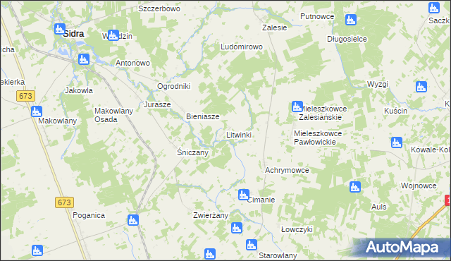 mapa Litwinki gmina Kuźnica, Litwinki gmina Kuźnica na mapie Targeo