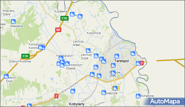 mapa Łobaczew Duży, Łobaczew Duży na mapie Targeo