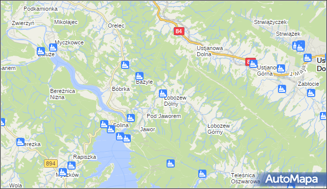 mapa Łobozew Dolny, Łobozew Dolny na mapie Targeo