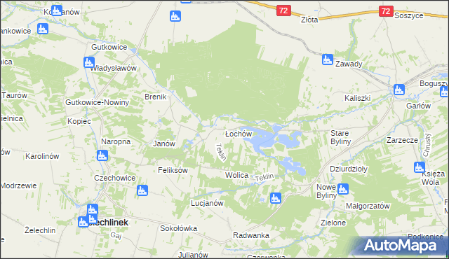 mapa Łochów gmina Żelechlinek, Łochów gmina Żelechlinek na mapie Targeo