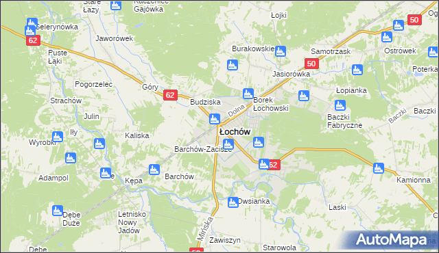 mapa Łochów powiat węgrowski, Łochów powiat węgrowski na mapie Targeo