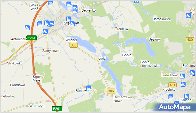 mapa Łódź gmina Stęszew, Łódź gmina Stęszew na mapie Targeo