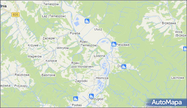 mapa Łodzina, Łodzina na mapie Targeo