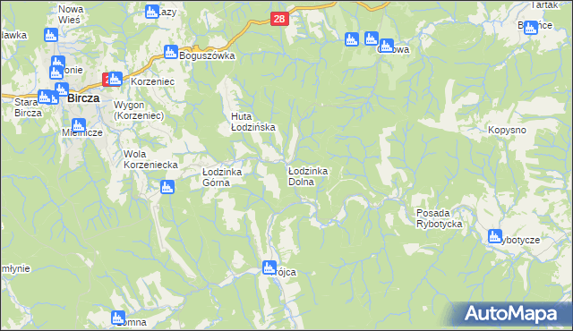 mapa Łodzinka Dolna, Łodzinka Dolna na mapie Targeo