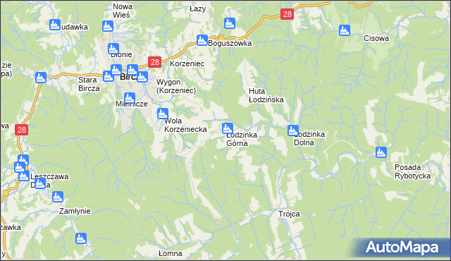 mapa Łodzinka Górna, Łodzinka Górna na mapie Targeo