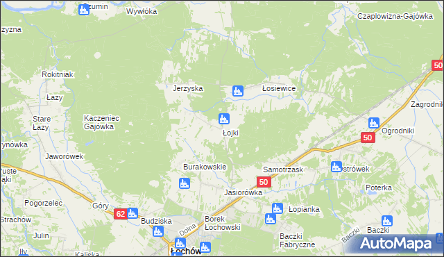 mapa Łojki gmina Łochów, Łojki gmina Łochów na mapie Targeo