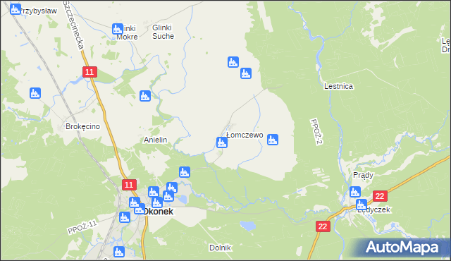 mapa Łomczewo, Łomczewo na mapie Targeo