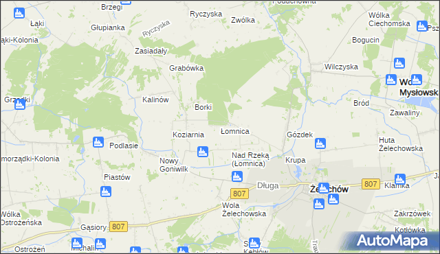 mapa Łomnica gmina Żelechów, Łomnica gmina Żelechów na mapie Targeo