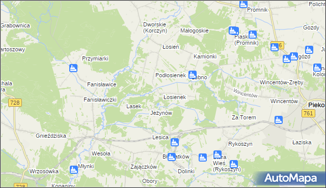 mapa Łosienek, Łosienek na mapie Targeo