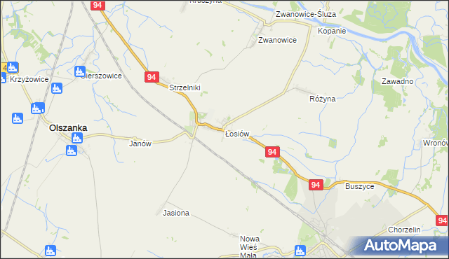 mapa Łosiów, Łosiów na mapie Targeo