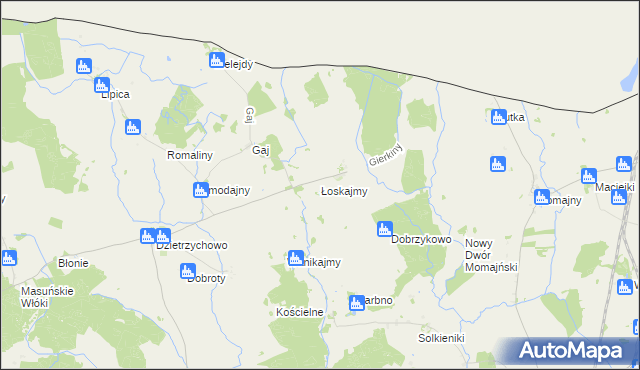 mapa Łoskajmy gmina Sępopol, Łoskajmy gmina Sępopol na mapie Targeo