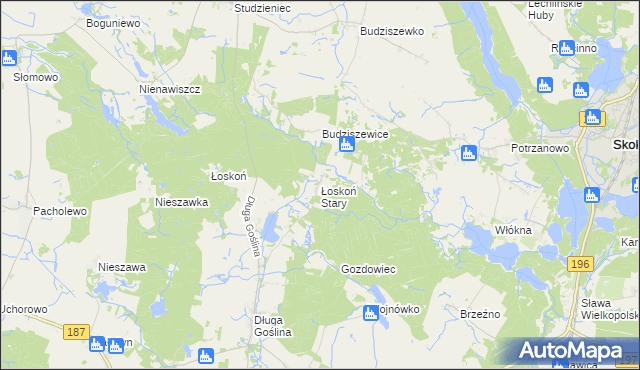 mapa Łoskoń Stary, Łoskoń Stary na mapie Targeo