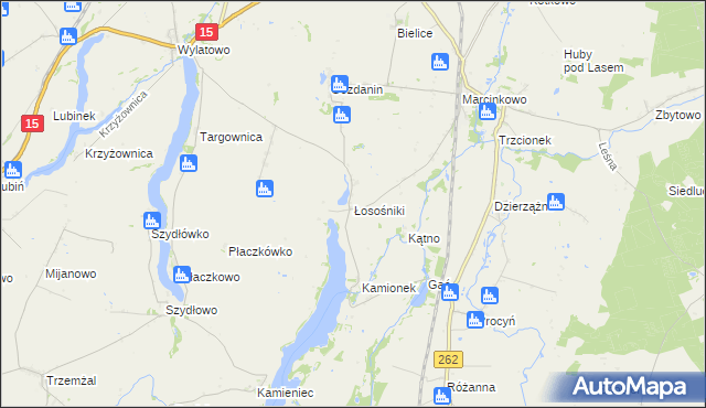 mapa Łosośniki gmina Mogilno, Łosośniki gmina Mogilno na mapie Targeo