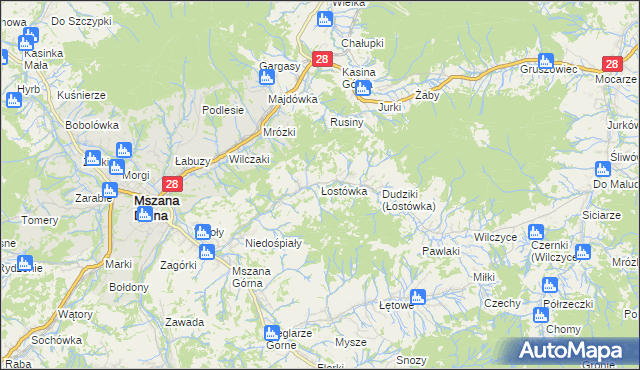 mapa Łostówka, Łostówka na mapie Targeo