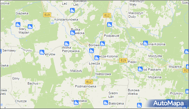 mapa Łowcza-Kolonia, Łowcza-Kolonia na mapie Targeo