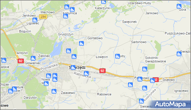 mapa Łowęcin, Łowęcin na mapie Targeo