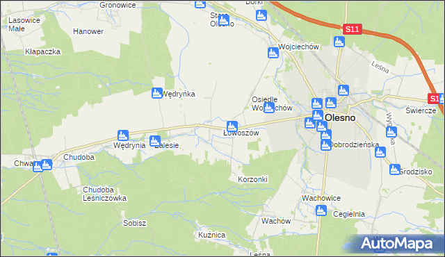 mapa Łowoszów, Łowoszów na mapie Targeo