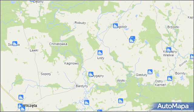 mapa Łozy gmina Płoskinia, Łozy gmina Płoskinia na mapie Targeo