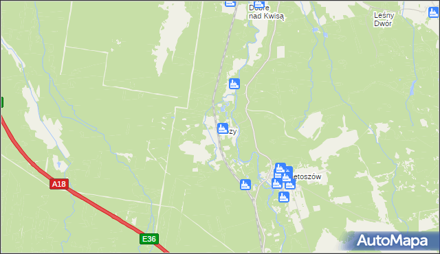 mapa Łozy gmina Żagań, Łozy gmina Żagań na mapie Targeo