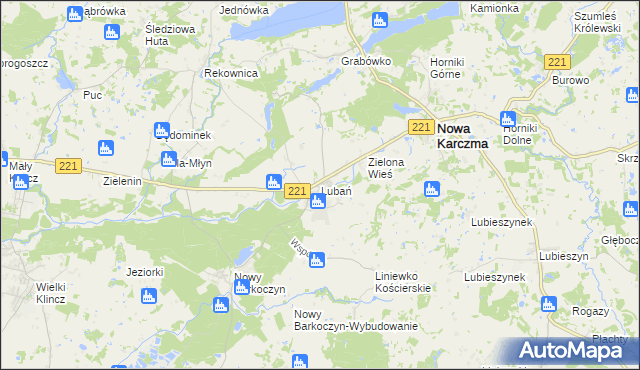mapa Lubań gmina Nowa Karczma, Lubań gmina Nowa Karczma na mapie Targeo
