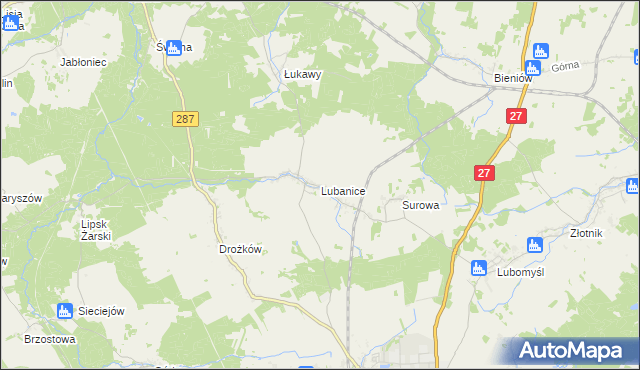 mapa Lubanice, Lubanice na mapie Targeo