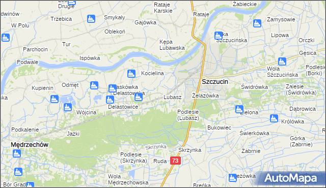 mapa Lubasz gmina Szczucin, Lubasz gmina Szczucin na mapie Targeo