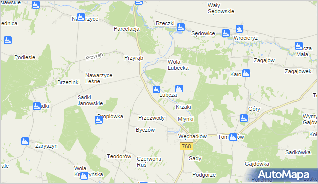 mapa Lubcza gmina Wodzisław, Lubcza gmina Wodzisław na mapie Targeo