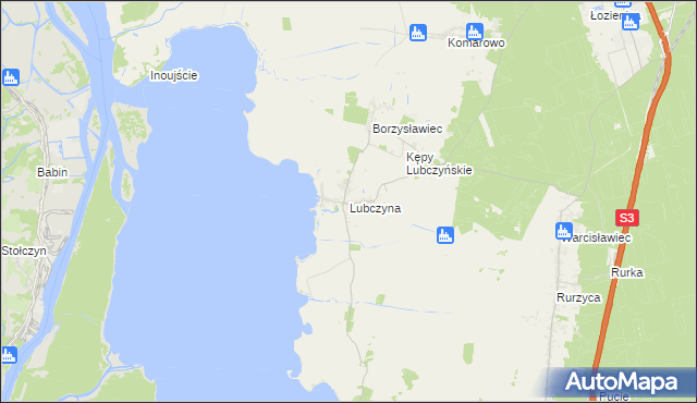 mapa Lubczyna gmina Goleniów, Lubczyna gmina Goleniów na mapie Targeo