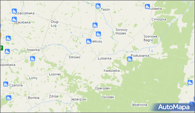 mapa Łubianka gmina Janów, Łubianka gmina Janów na mapie Targeo