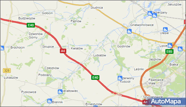 mapa Lubiatów gmina Złotoryja, Lubiatów gmina Złotoryja na mapie Targeo