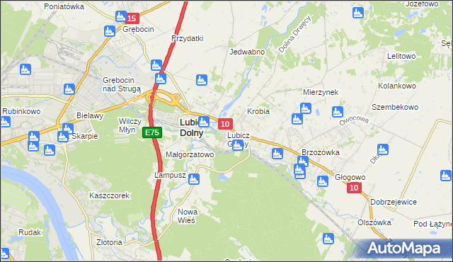 mapa Lubicz Górny, Lubicz Górny na mapie Targeo