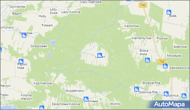 mapa Lubień gmina Rozprza, Lubień gmina Rozprza na mapie Targeo