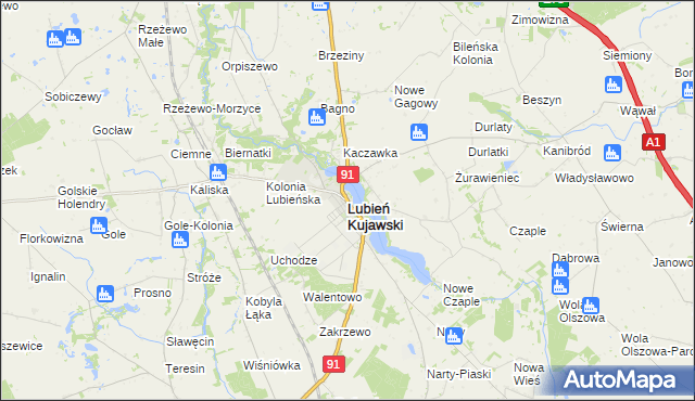mapa Lubień Kujawski, Lubień Kujawski na mapie Targeo