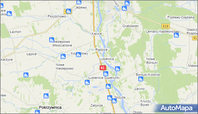 mapa Łubienica, Łubienica na mapie Targeo