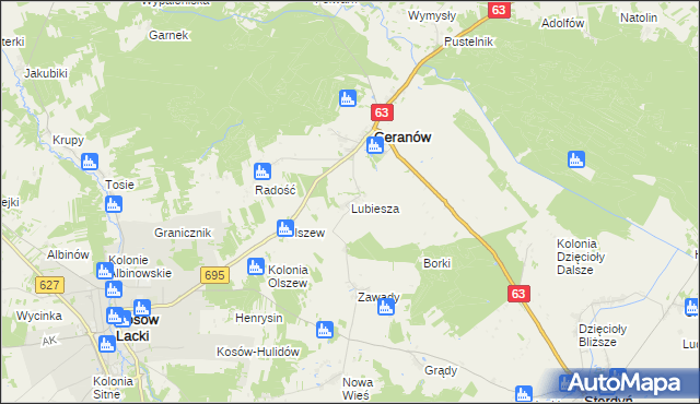 mapa Lubiesza, Lubiesza na mapie Targeo