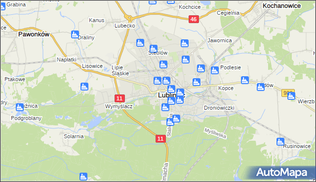 mapa Lubliniec, Lubliniec na mapie Targeo