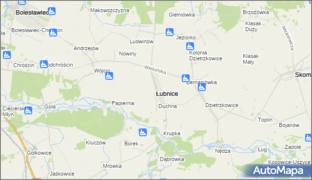 mapa Łubnice powiat wieruszowski, Łubnice powiat wieruszowski na mapie Targeo