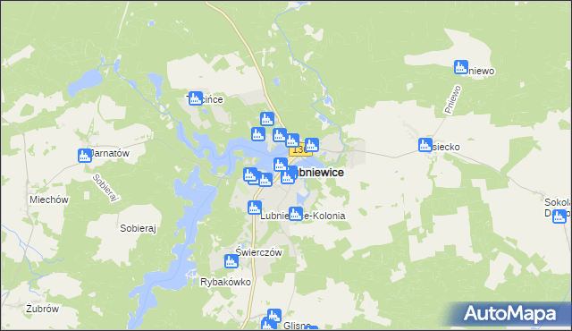 mapa Lubniewice, Lubniewice na mapie Targeo