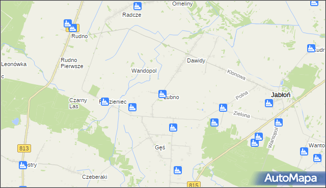 mapa Łubno gmina Jabłoń, Łubno gmina Jabłoń na mapie Targeo