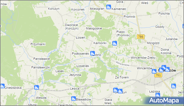 mapa Łubno gmina Piekoszów, Łubno gmina Piekoszów na mapie Targeo