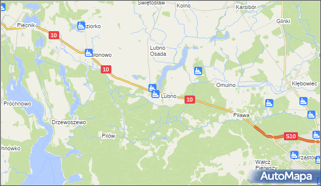 mapa Lubno gmina Wałcz, Lubno gmina Wałcz na mapie Targeo