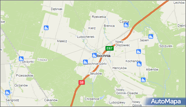 mapa Lubochnia powiat tomaszowski, Lubochnia powiat tomaszowski na mapie Targeo