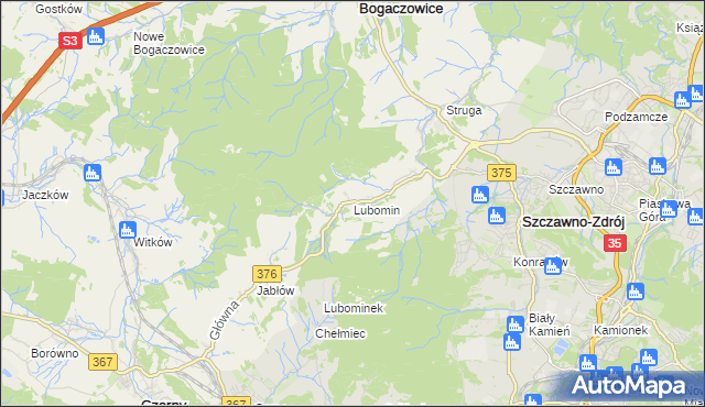 mapa Lubomin gmina Stare Bogaczowice, Lubomin gmina Stare Bogaczowice na mapie Targeo