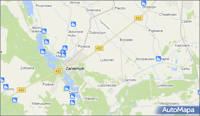 mapa Luboniec, Luboniec na mapie Targeo