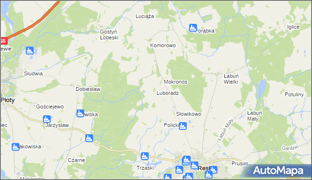 mapa Luboradz gmina Resko, Luboradz gmina Resko na mapie Targeo